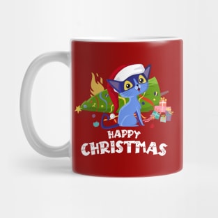 Naughty Christmas Cat (on dark colors) Mug